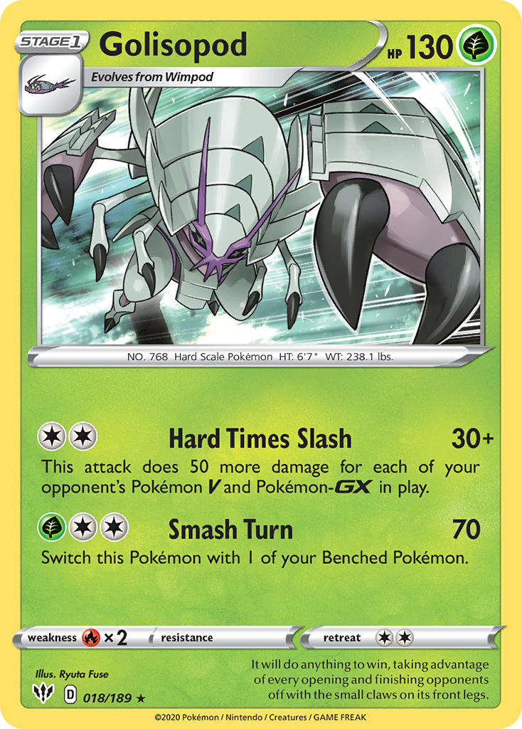 (018/189) Pokemon TCG Darkness Ablaze Single: Golisopod  Holo Rare