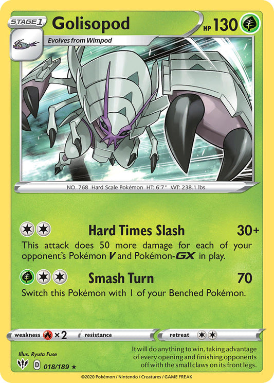 (018/189) Pokemon TCG Darkness Ablaze Single: Golisopod Reverse Holo Holo Rare