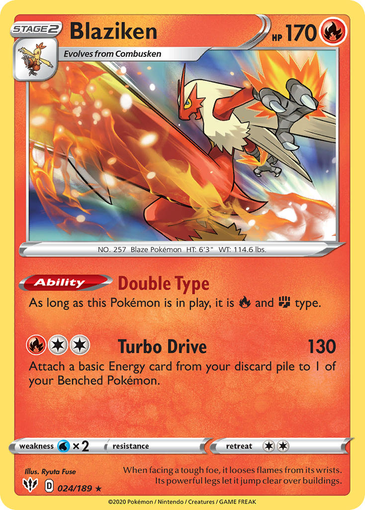 (024/189) Pokemon TCG Darkness Ablaze Single: Blaziken Reverse Holo Holo Rare