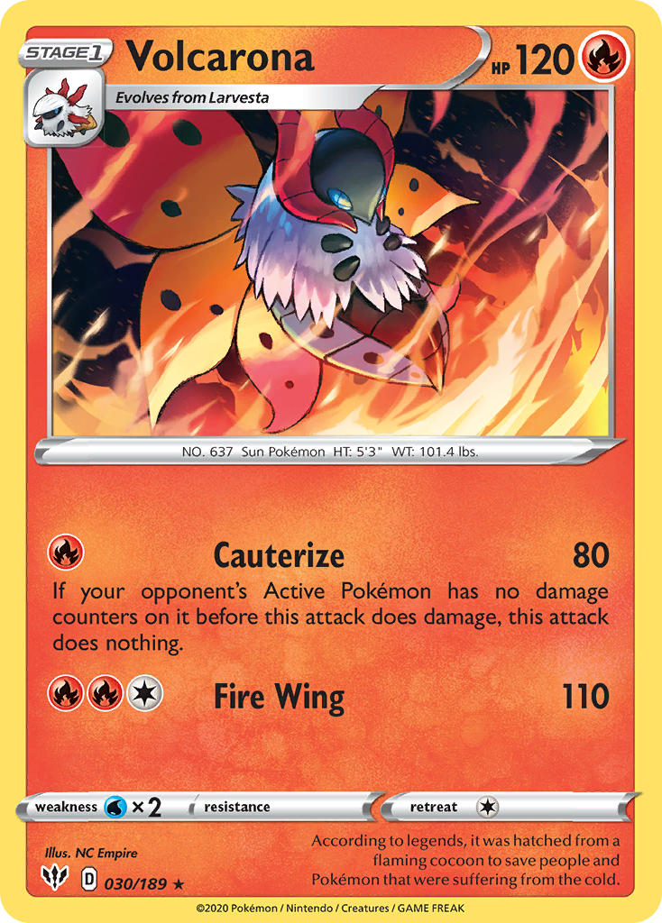 (030/189) Pokemon TCG Darkness Ablaze Single: Volcarona Reverse Holo Rare