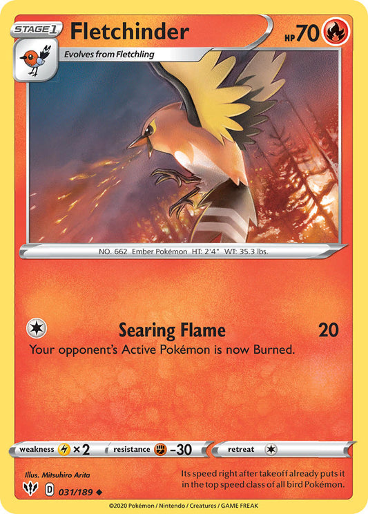 (031/189) Pokemon TCG Darkness Ablaze Single: Fletchinder  Uncommon