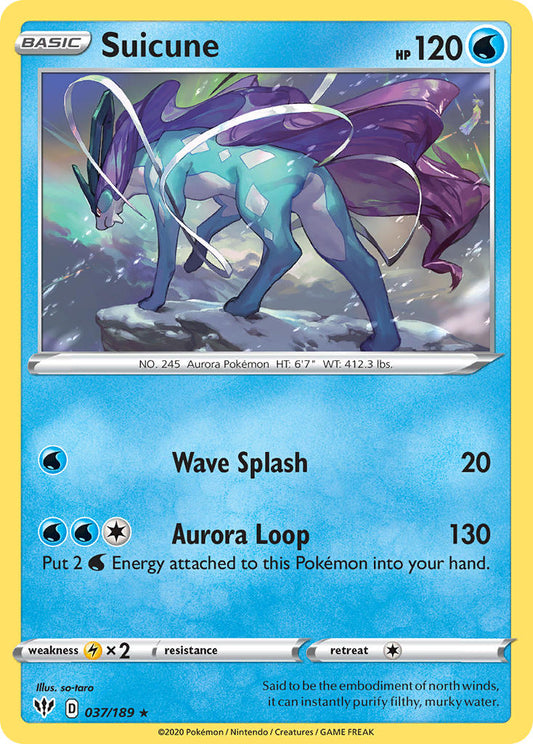 (037/189) Pokemon TCG Darkness Ablaze Single: Suicune Reverse Holo Holo Rare