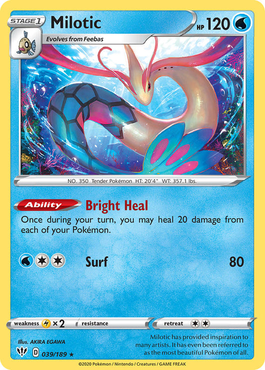 (039/189) Pokemon TCG Darkness Ablaze Single: Milotic  Holo Rare