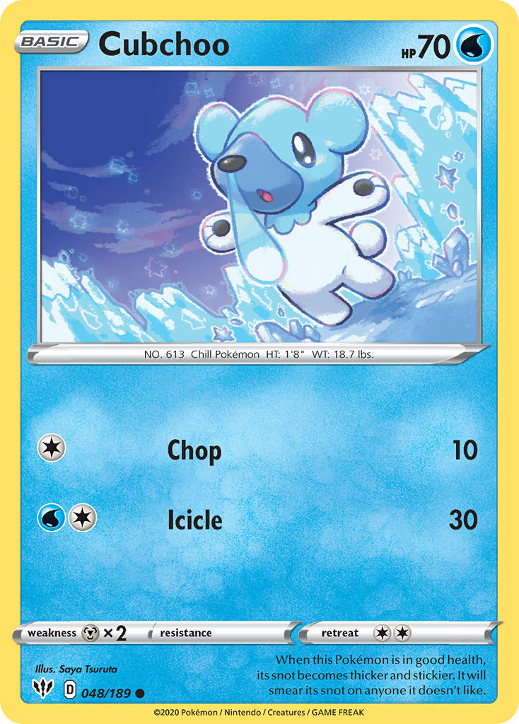 (048/189) Pokemon TCG Darkness Ablaze Single: Cubchoo  Common