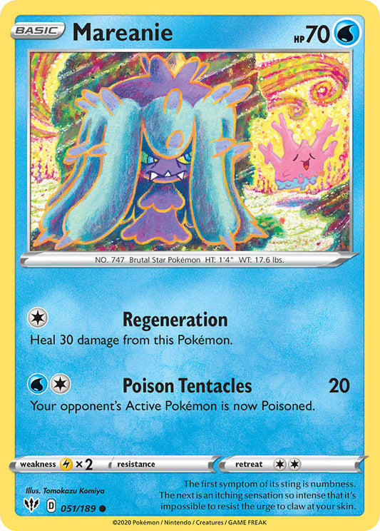 (051/189) Pokemon TCG Darkness Ablaze Single: Mareanie Reverse Holo Common