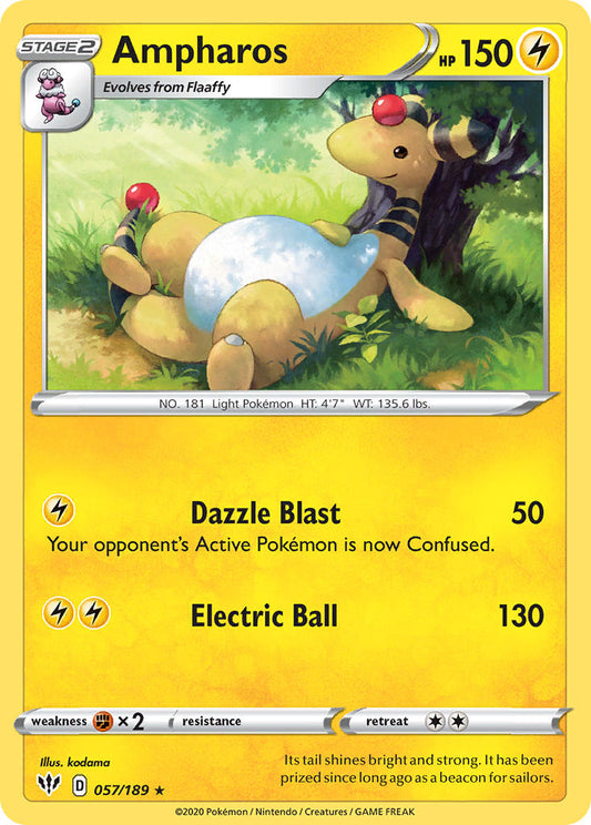 (057/189) Pokemon TCG Darkness Ablaze Single: Ampharos Reverse Holo Rare