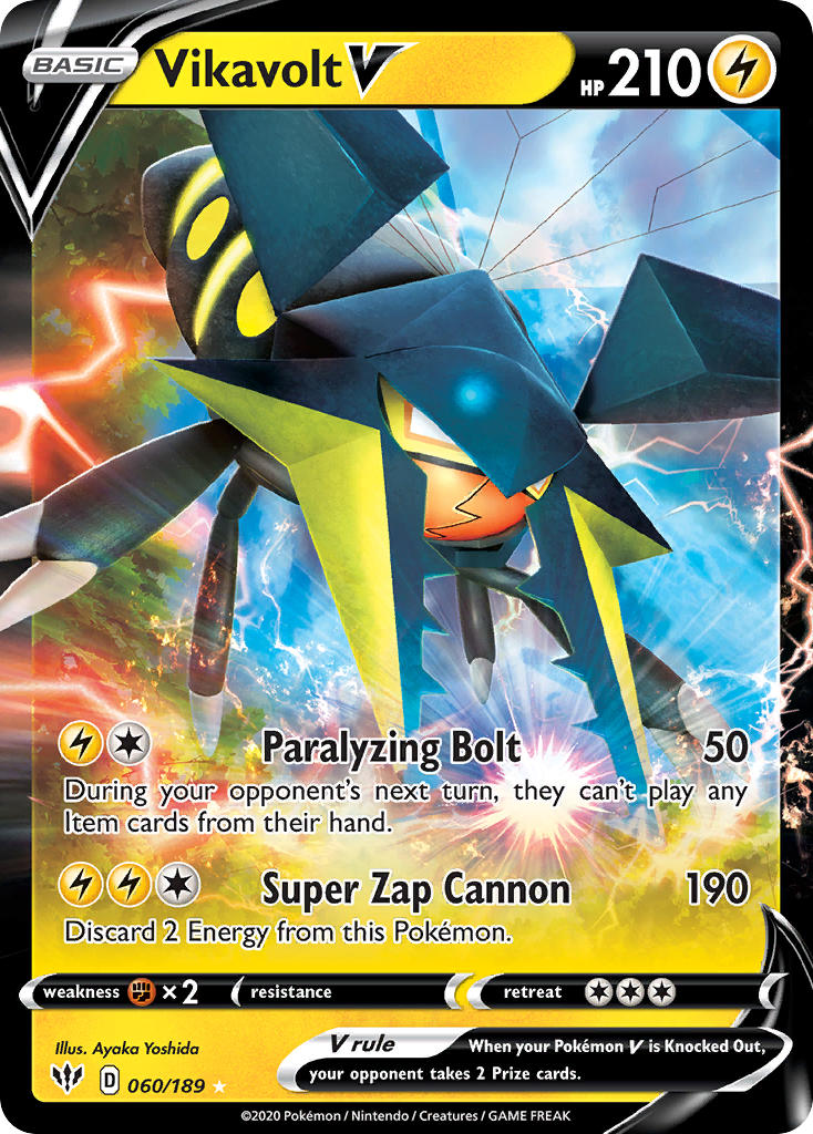 (060/189) Pokemon TCG Darkness Ablaze Single: Vikavolt V  Ultra Rare