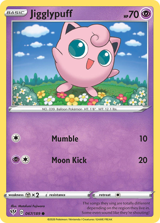 (067/189) Pokemon TCG Darkness Ablaze Single: Jigglypuff  Common