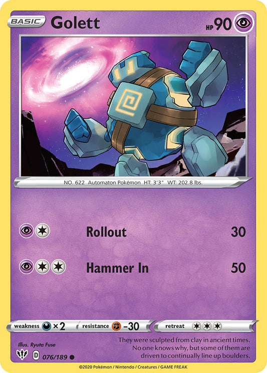 (076/189) Pokemon TCG Darkness Ablaze Single: Golett  Common