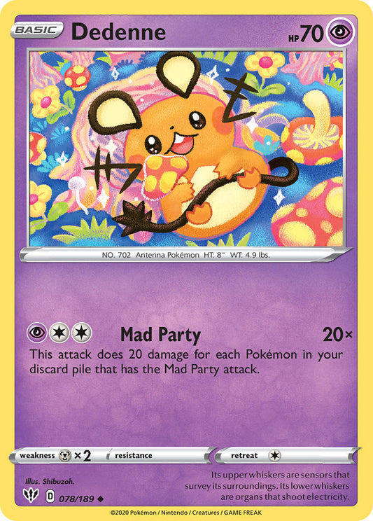 (078/189) Pokemon TCG Darkness Ablaze Single: Dedenne Reverse Holo Uncommon