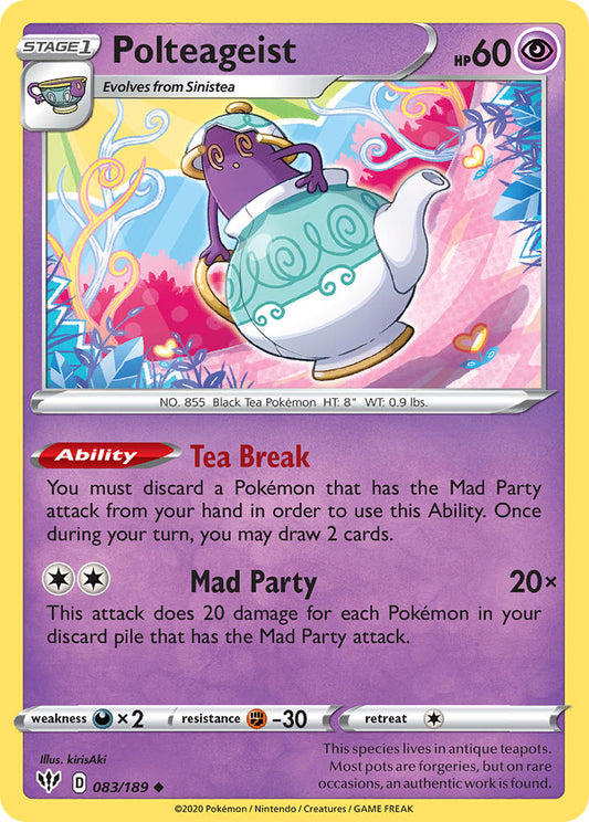 (083/189) Pokemon TCG Darkness Ablaze Single: Polteageist Reverse Holo Uncommon