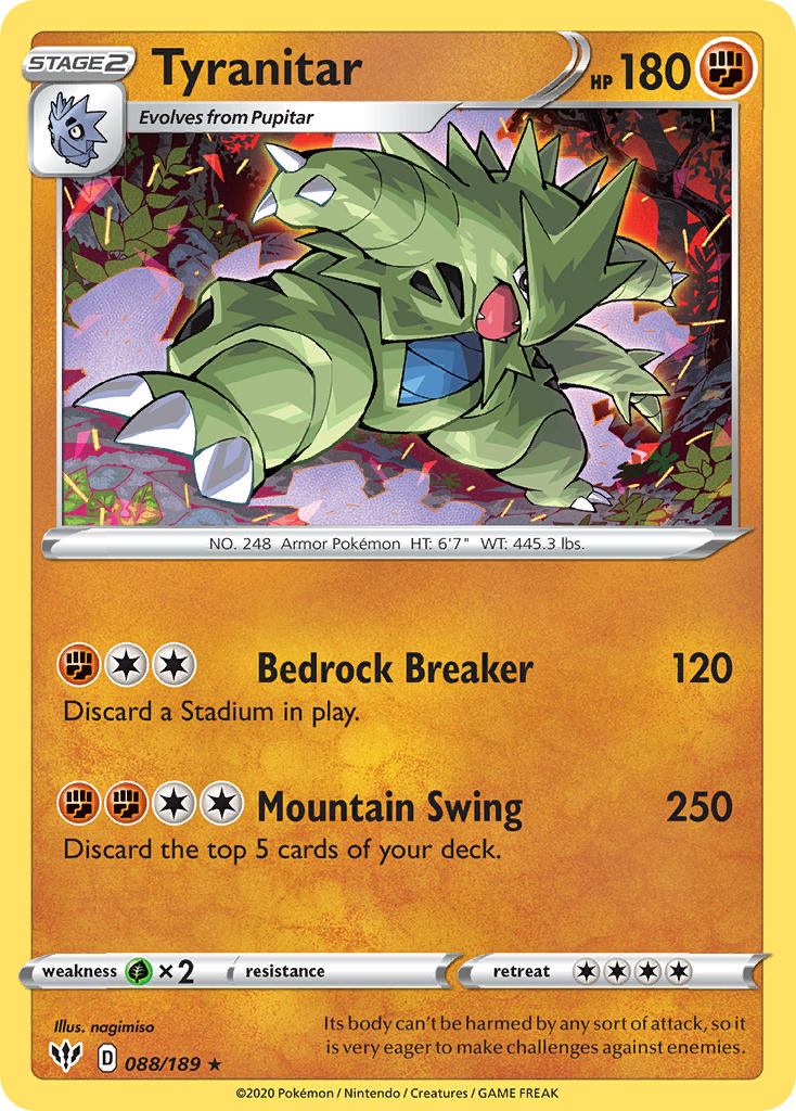 (088/189) Pokemon TCG Darkness Ablaze Single: Tyranitar  Holo Rare