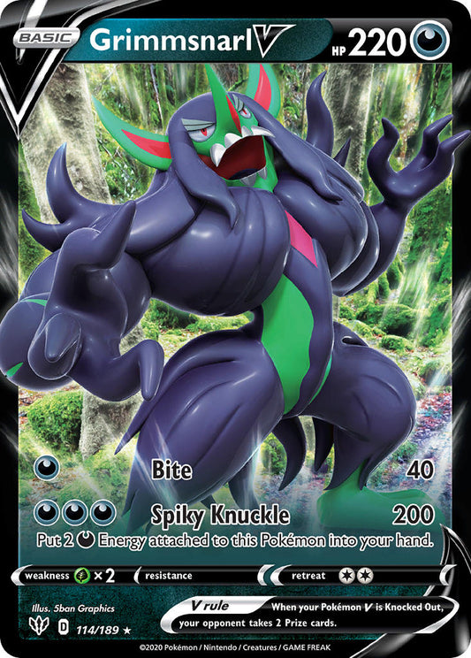 (114/189) Pokemon TCG Darkness Ablaze Single: Grimmsnarl V  Ultra Rare