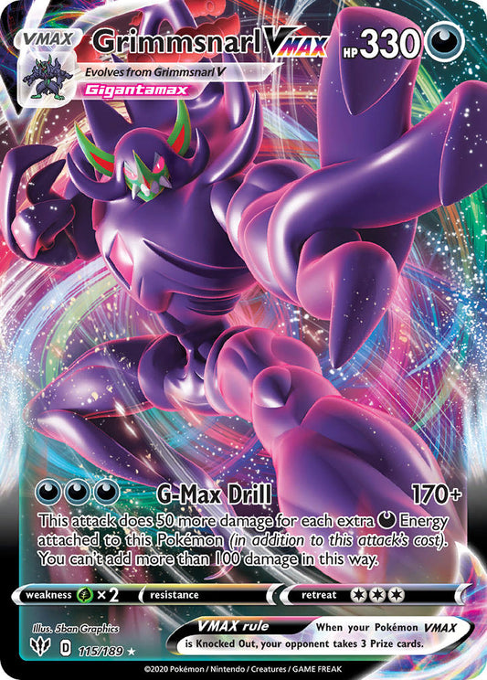 (115/189) Pokemon TCG Darkness Ablaze Single: Grimmsnarl VMAX  Ultra Rare