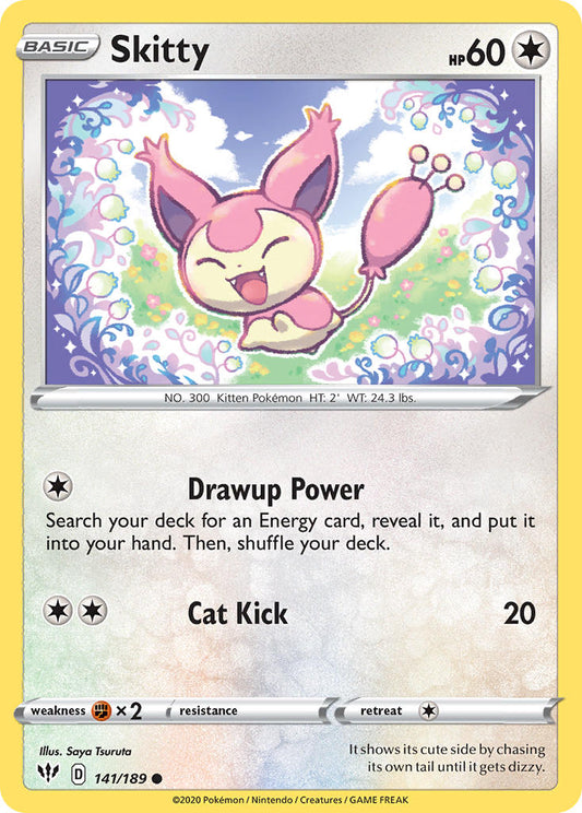 (141/189) Pokemon TCG Darkness Ablaze Single: Skitty Reverse Holo Common