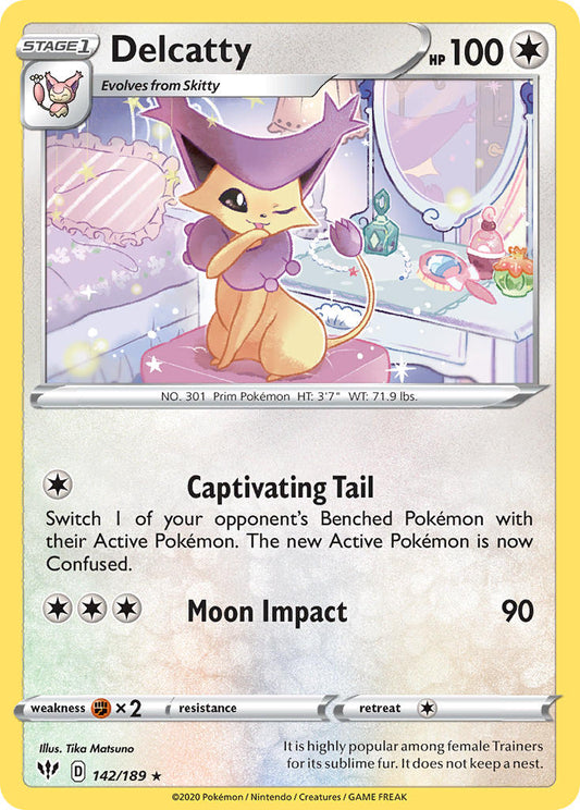 (142/189) Pokemon TCG Darkness Ablaze Single: Delcatty Reverse Holo Rare