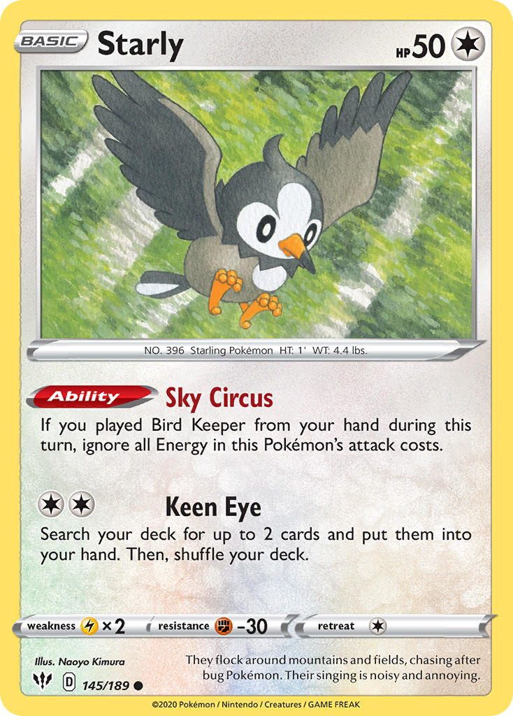 (145/189) Pokemon TCG Darkness Ablaze Single: Starly  Common