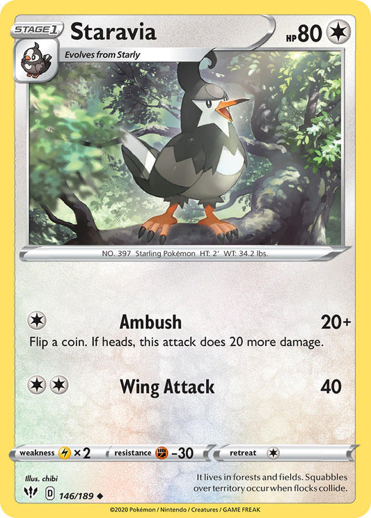 (146/189) Pokemon TCG Darkness Ablaze Single: Staravia  Uncommon