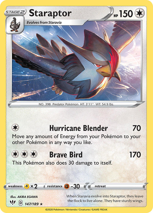 (147/189) Pokemon TCG Darkness Ablaze Single: Staraptor  Rare