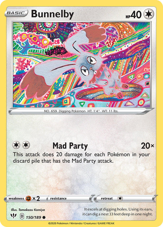 (150/189) Pokemon TCG Darkness Ablaze Single: Bunnelby Reverse Holo Common