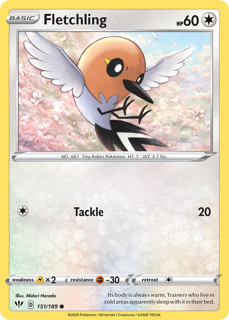 (151/189) Pokemon TCG Darkness Ablaze Single: Fletchling  Common