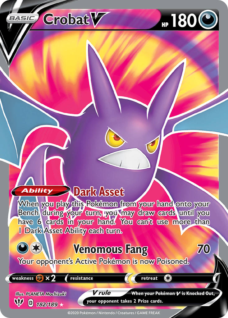 (182/189) Pokemon TCG Darkness Ablaze Single: Crobat V  Ultra Rare