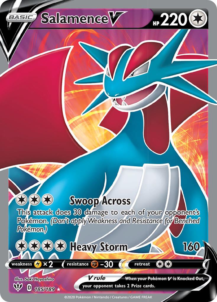 (185/189) Pokemon TCG Darkness Ablaze Single: Salamence V  Ultra Rare