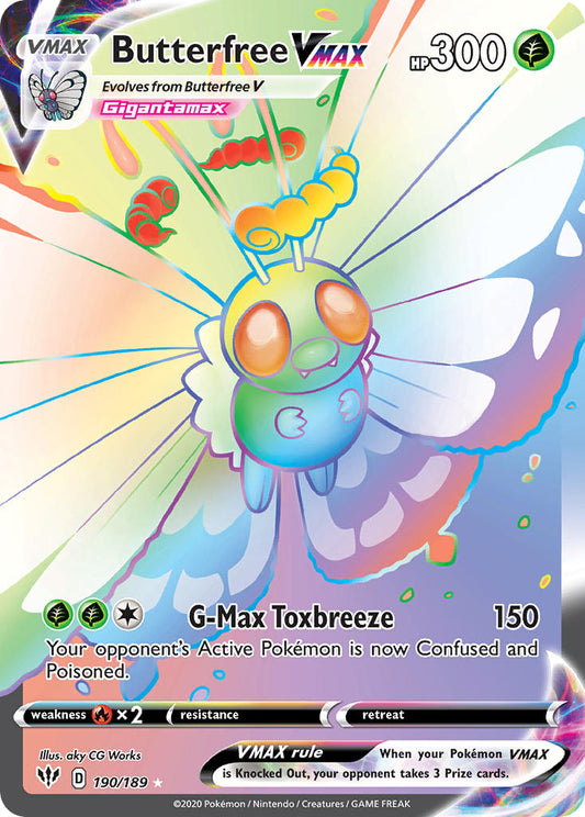 (190/189) Pokemon TCG Darkness Ablaze Single: Butterfree VMAX  Secret Rare