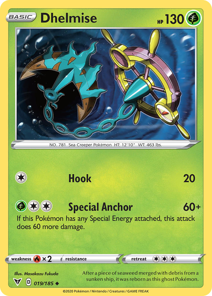 (019/185) Pokemon TCG Vivid Voltage Single: Dhelmise  Uncommon