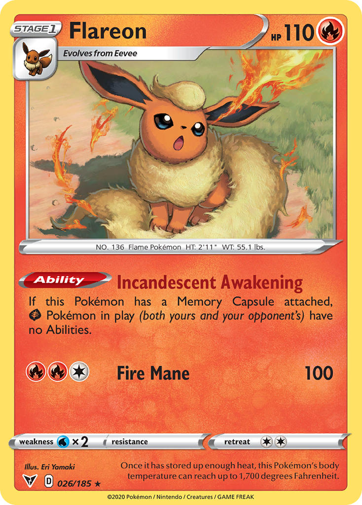 (026/185) Pokemon TCG Vivid Voltage Single: Flareon  Rare