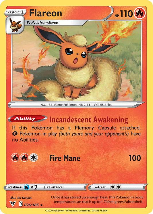 (026/185) Pokemon TCG Vivid Voltage Single: Flareon Reverse Holo Rare