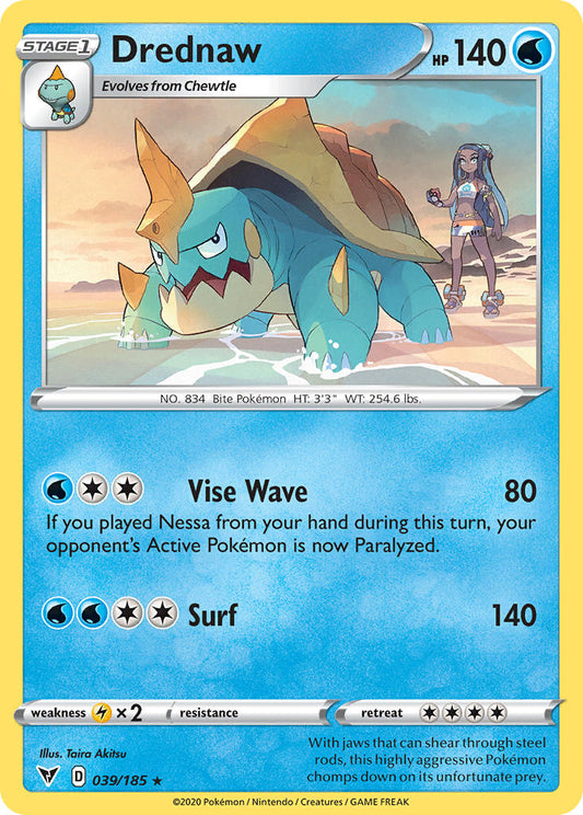 (039/185) Pokemon TCG Vivid Voltage Single: Drednaw Reverse Holo Rare