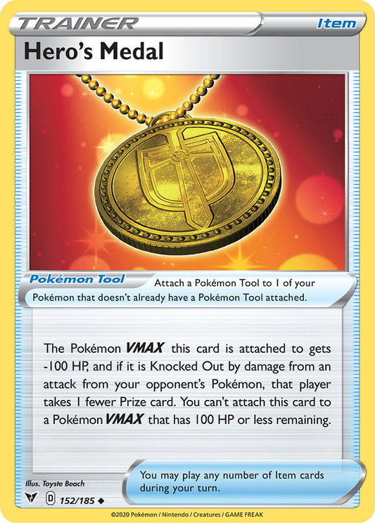 (152/185) Pokemon TCG Vivid Voltage Single: Hero's Medal  Uncommon