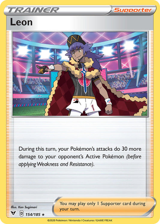 (154/185) Pokemon TCG Vivid Voltage Single: Leon  Holo Rare