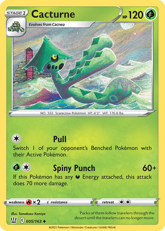 (005/163) Pokemon TCG Battle Styles Single: Cacturne Reverse Holo Uncommon