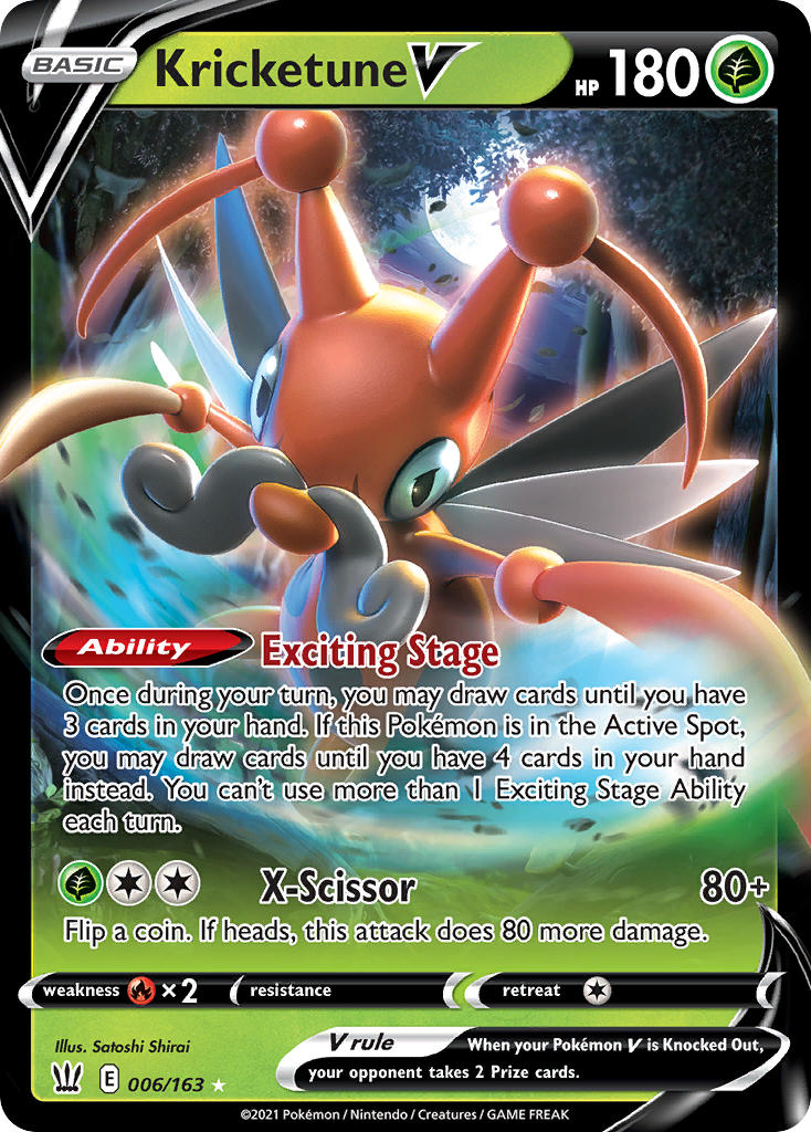 (006/163) Pokemon TCG Battle Styles Single: Kricketune V  Ultra Rare