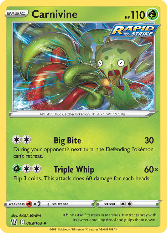 (009/163) Pokemon TCG Battle Styles Single: Carnivine  Uncommon