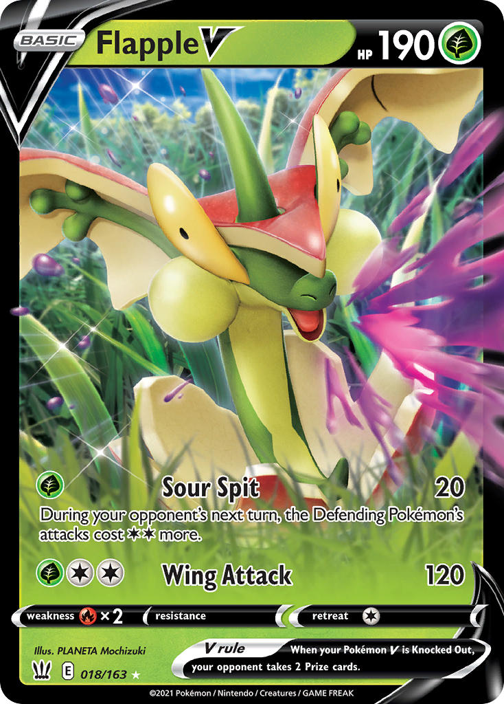 (018/163) Pokemon TCG Battle Styles Single: Flapple V  Ultra Rare