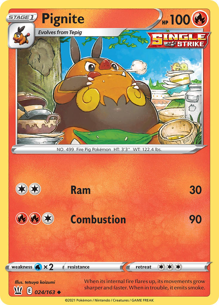 (024/163) Pokemon TCG Battle Styles Single: Pignite  Uncommon