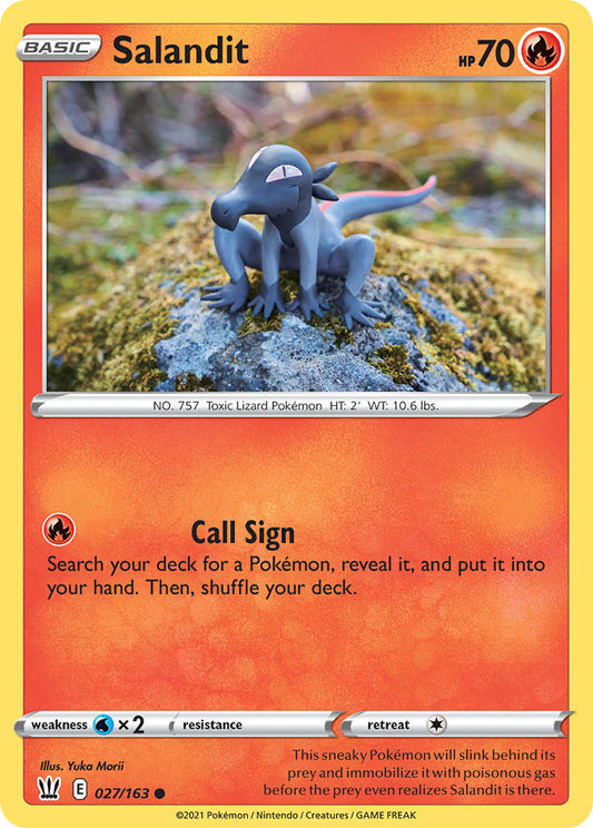 (027/163) Pokemon TCG Battle Styles Single: Salandit Reverse Holo Common