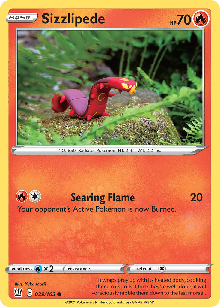 (029/163) Pokemon TCG Battle Styles Single: Sizzlipede  Common