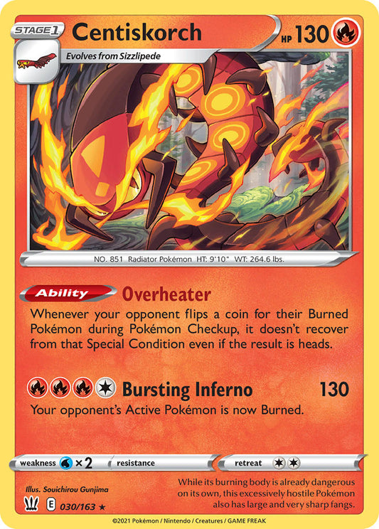 (030/163) Pokemon TCG Battle Styles Single: Centiskorch  Rare