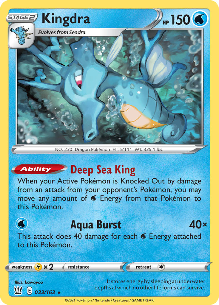 (033/163) Pokemon TCG Battle Styles Single: Kingdra  Holo Rare