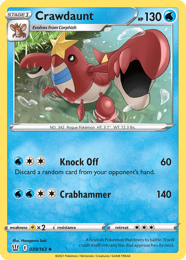 (039/163) Pokemon TCG Battle Styles Single: Crawdaunt  Uncommon