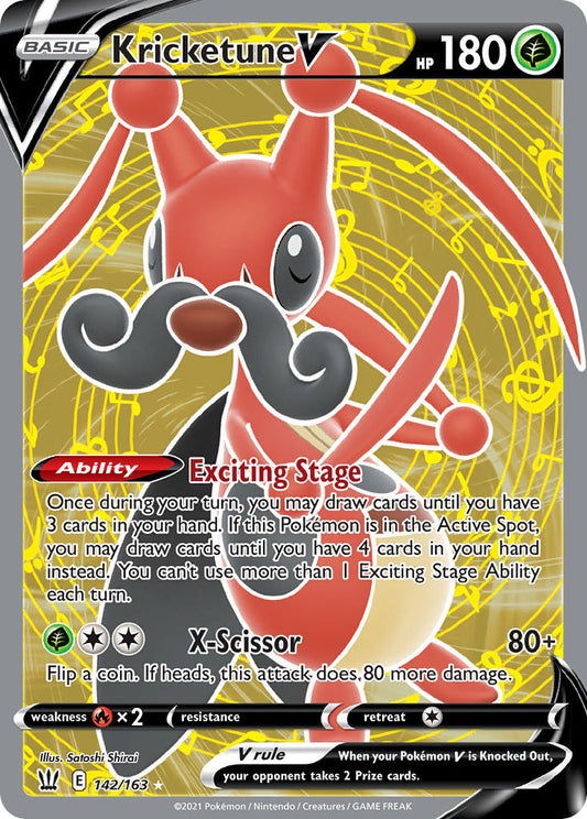 (142/163) Pokemon TCG Battle Styles Single: Kricketune V  Ultra Rare