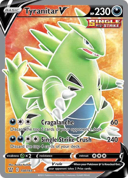 (154/163) Pokemon TCG Battle Styles Single: Tyranitar V  Ultra Rare