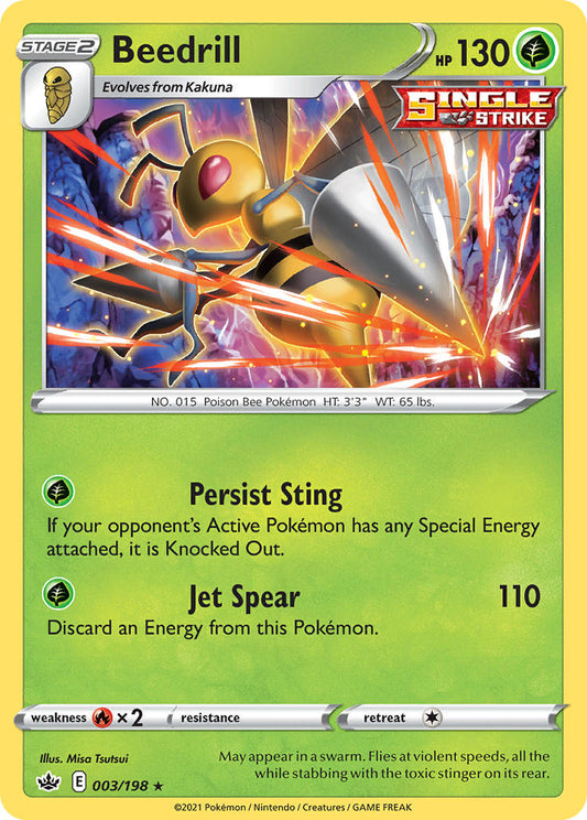 (003/198) Pokemon TCG Chilling Reign Single: Beedrill Reverse Holo Holo Rare