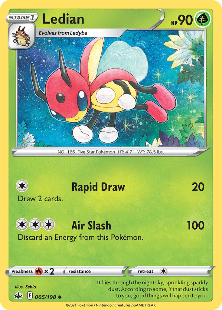 (005/198) Pokemon TCG Chilling Reign Single: Ledian Reverse Holo Uncommon