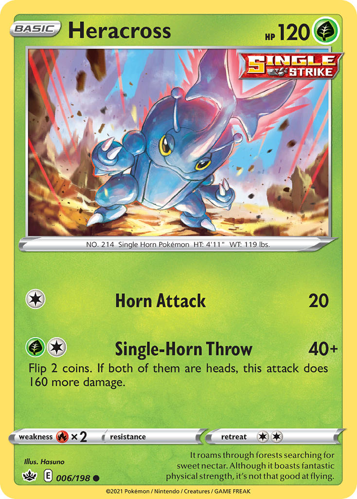 (006/198) Pokemon TCG Chilling Reign Single: Heracross Reverse Holo Common