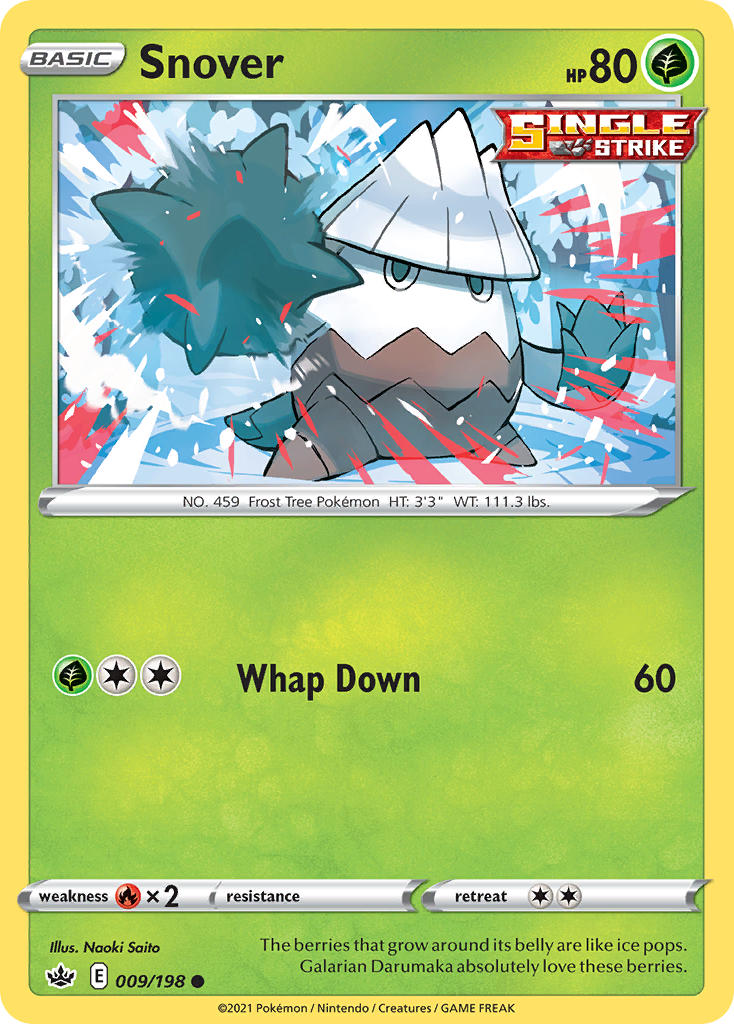 (009/198) Pokemon TCG Chilling Reign Single: Snover  Common